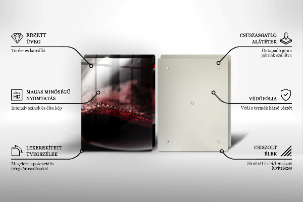 Steklena podloga za rezanje Rdeče vino v kozarcu