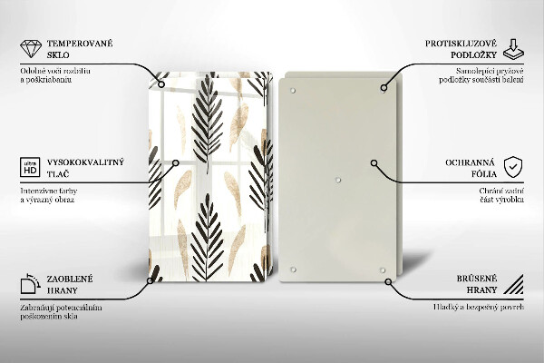 Steklena podloga za rezanje Boho rastline