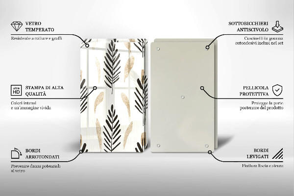 Steklena podloga za rezanje Boho rastline