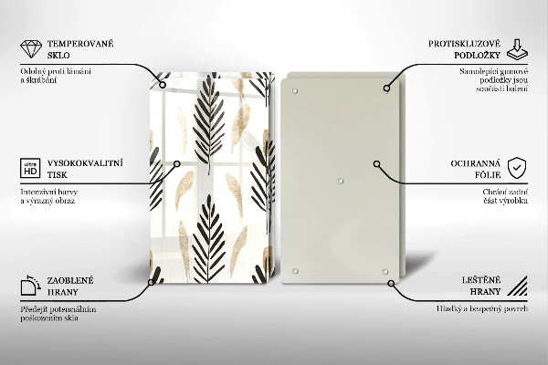 Steklena podloga za rezanje Boho rastline