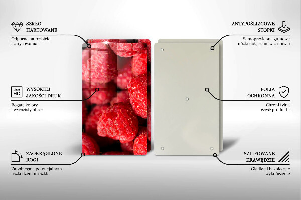 Steklena podloga za rezanje Sadje maline