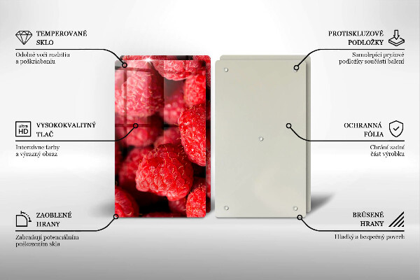 Steklena podloga za rezanje Sadje maline