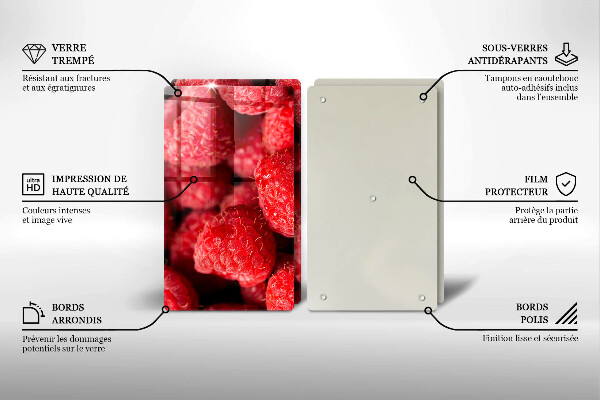 Steklena podloga za rezanje Sadje maline