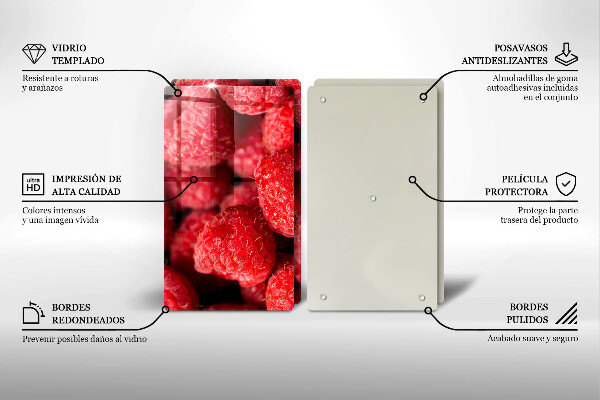 Steklena podloga za rezanje Sadje maline