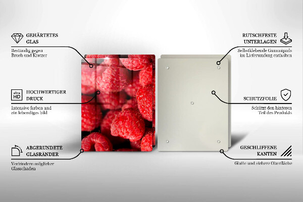 Steklena podloga za rezanje Sadje maline