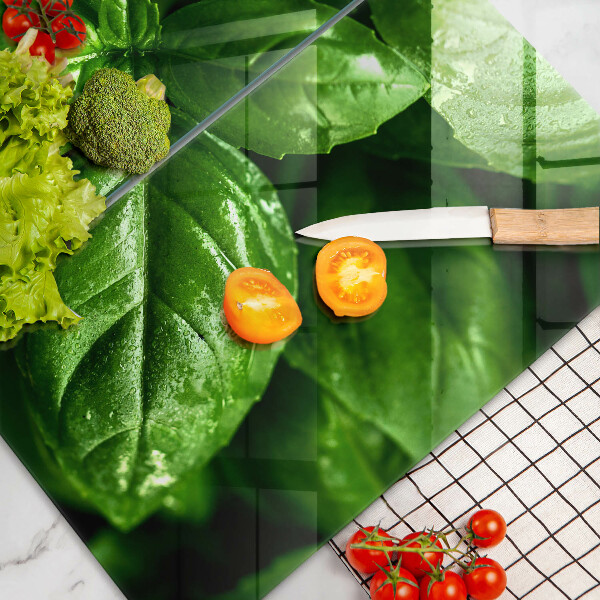 Steklena podloga za rezanje Listi bazilike