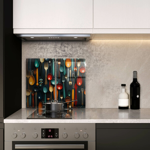 Steklena podloga za rezanje Pisane žlice in vilice