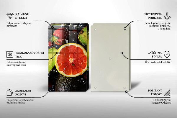 Steklena podloga za rezanje Sadje in zelenjava