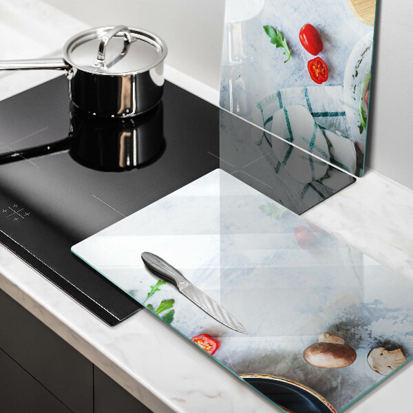 Steklena podloga za rezanje Sestavine v kuhinji