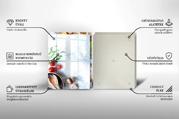 Steklena podloga za rezanje Sestavine v kuhinji