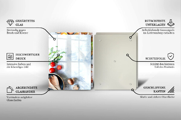 Steklena podloga za rezanje Sestavine v kuhinji