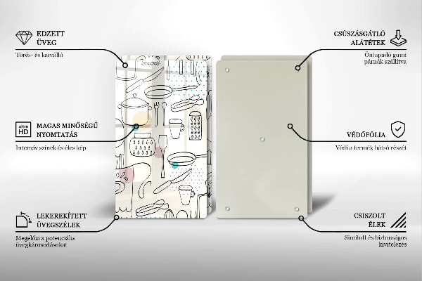 Steklena podloga za rezanje Kuhinjski dodatki