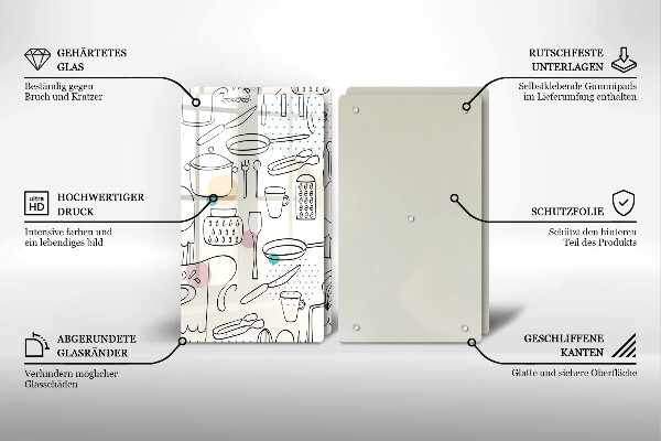 Steklena podloga za rezanje Kuhinjski dodatki