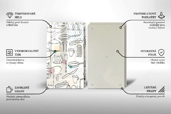 Steklena podloga za rezanje Kuhinjski dodatki