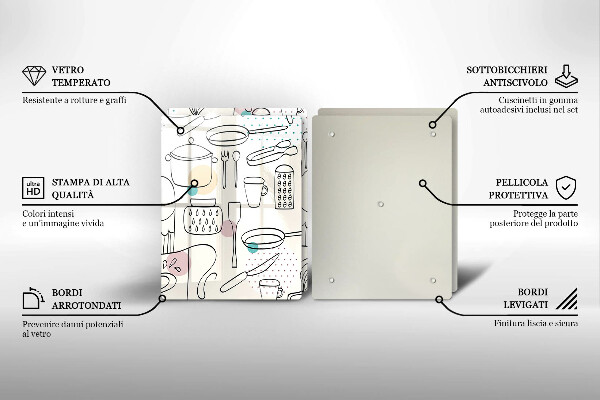Steklena podloga za rezanje Kuhinjski dodatki