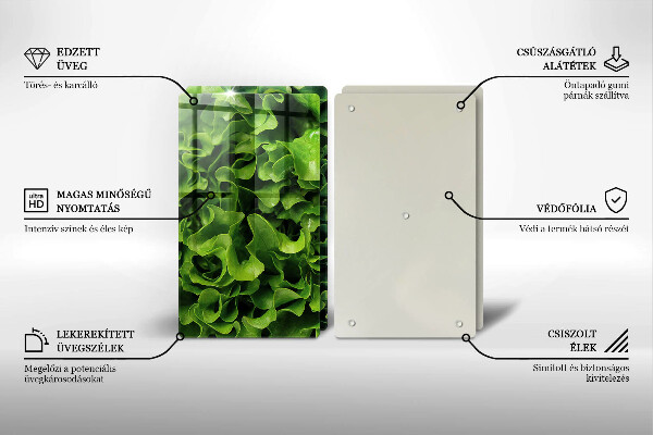 Steklena podloga za rezanje Zeleni listi solate