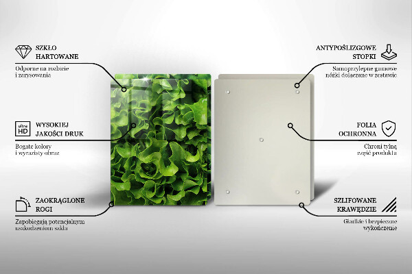 Steklena podloga za rezanje Zeleni listi solate