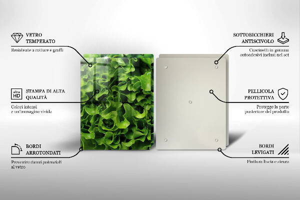 Steklena podloga za rezanje Zeleni listi solate