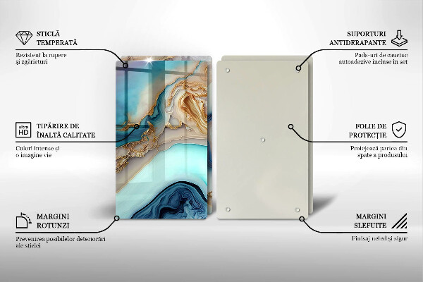 Steklena podloga za rezanje Večbarvni marmor