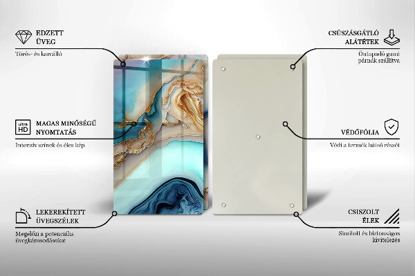 Steklena podloga za rezanje Večbarvni marmor