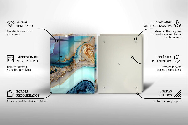 Steklena podloga za rezanje Večbarvni marmor