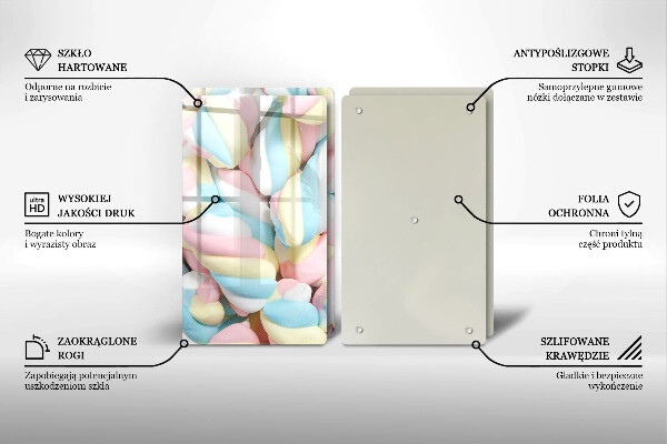 Steklena podloga za rezanje Pisani marshmallows