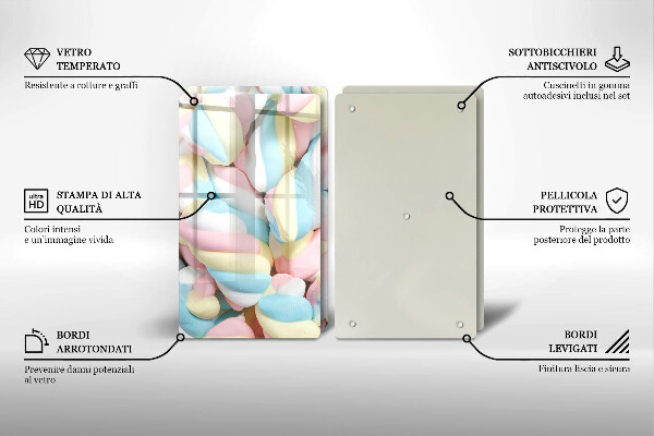 Steklena podloga za rezanje Pisani marshmallows