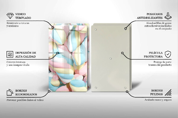 Steklena podloga za rezanje Pisani marshmallows