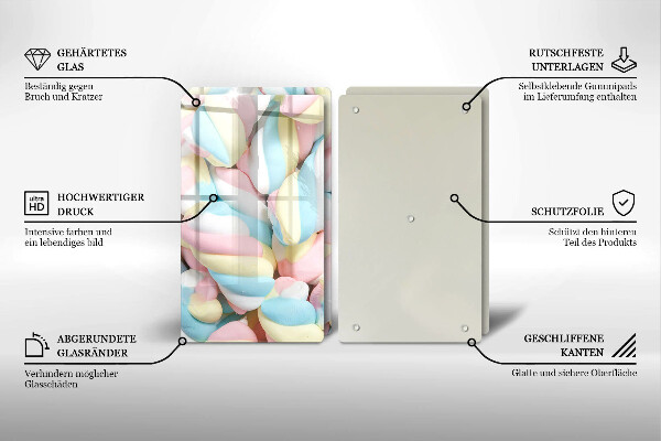 Steklena podloga za rezanje Pisani marshmallows