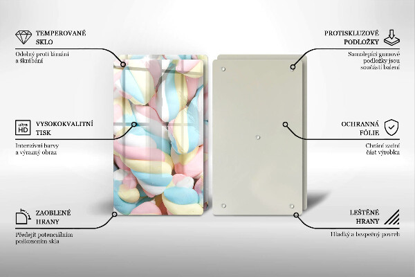 Steklena podloga za rezanje Pisani marshmallows