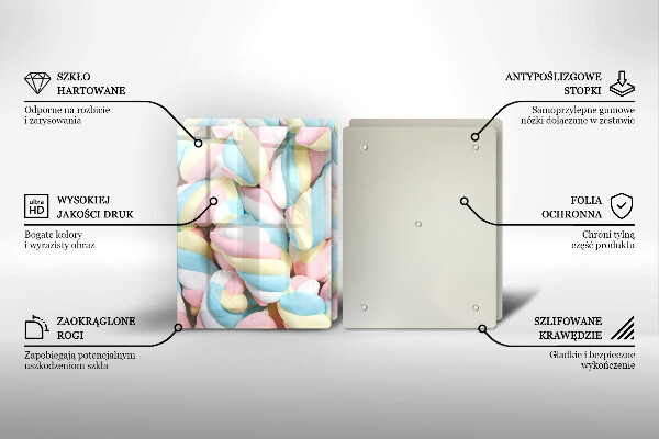 Steklena podloga za rezanje Pisani marshmallows