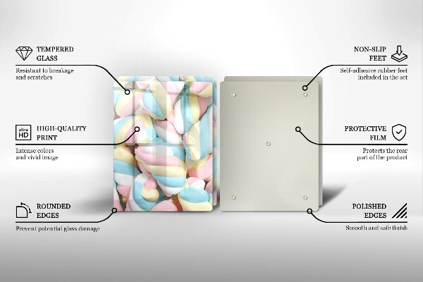 Steklena podloga za rezanje Pisani marshmallows