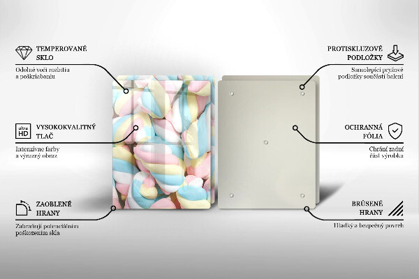 Steklena podloga za rezanje Pisani marshmallows