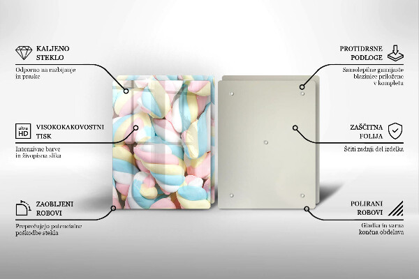 Steklena podloga za rezanje Pisani marshmallows