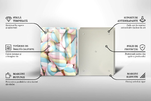 Steklena podloga za rezanje Pisani marshmallows
