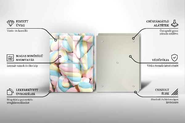 Steklena podloga za rezanje Pisani marshmallows