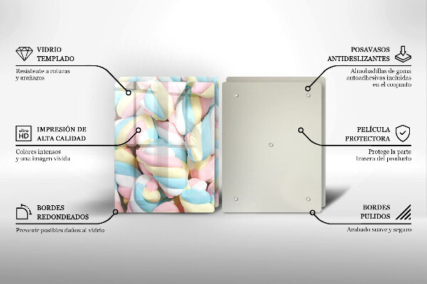 Steklena podloga za rezanje Pisani marshmallows