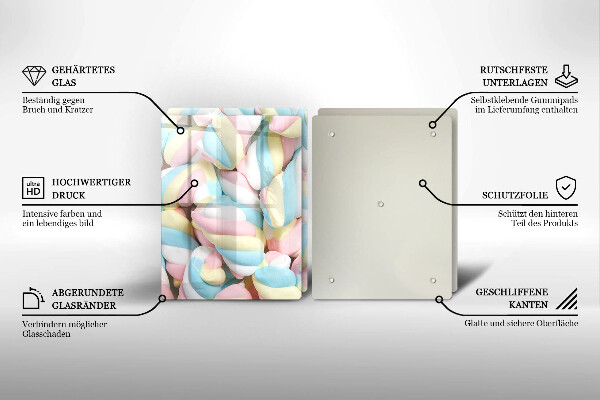 Steklena podloga za rezanje Pisani marshmallows