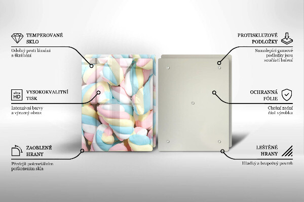 Steklena podloga za rezanje Pisani marshmallows