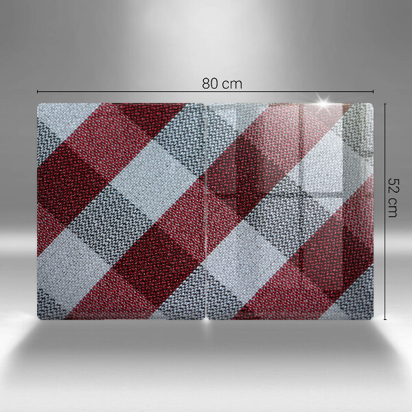 Steklena podloga za rezanje Rdeče-bel karo vzorec
