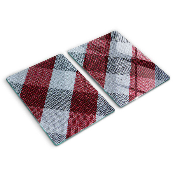 Steklena podloga za rezanje Rdeče-bel karo vzorec