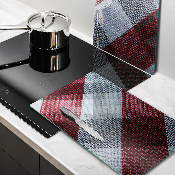 Steklena podloga za rezanje Rdeče-bel karo vzorec