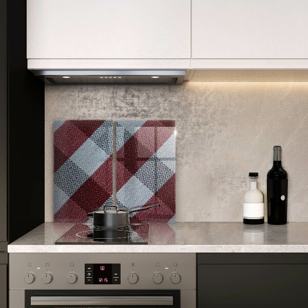 Steklena podloga za rezanje Rdeče-bel karo vzorec