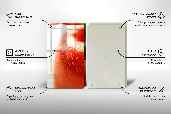 Steklena podloga za rezanje rdeča paprika