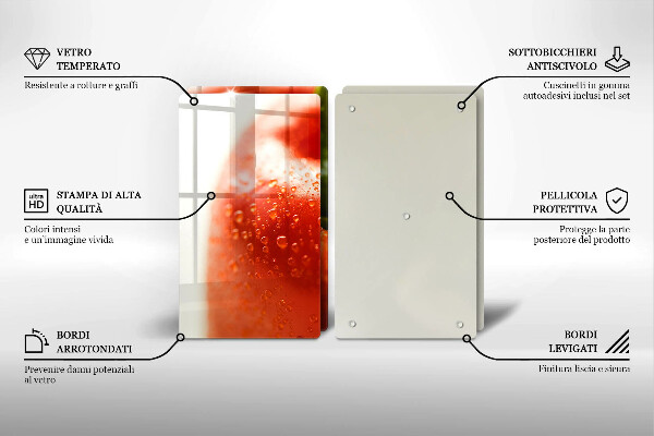 Steklena podloga za rezanje rdeča paprika