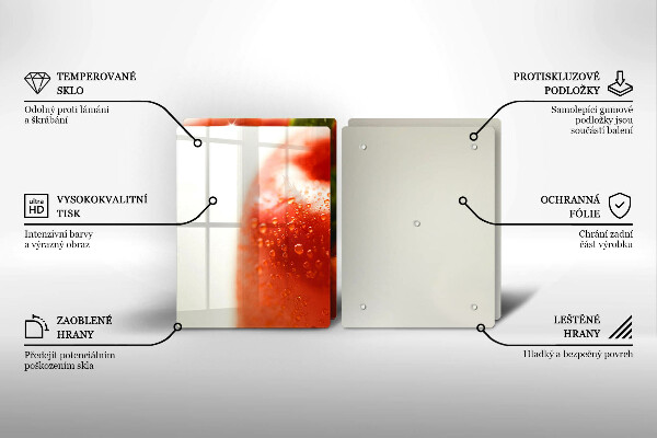 Steklena podloga za rezanje rdeča paprika