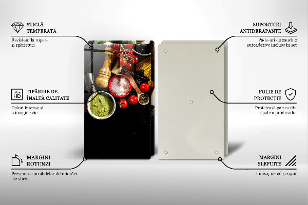 Steklena podloga za rezanje Italijanske sestavine in začimbe