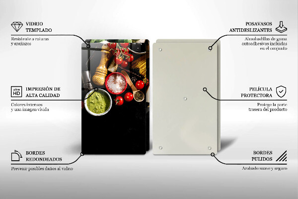 Steklena podloga za rezanje Italijanske sestavine in začimbe