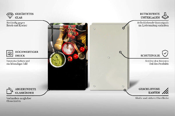 Steklena podloga za rezanje Italijanske sestavine in začimbe