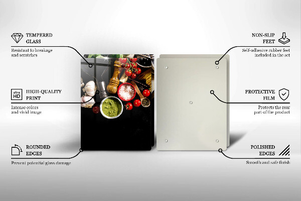 Steklena podloga za rezanje Italijanske sestavine in začimbe